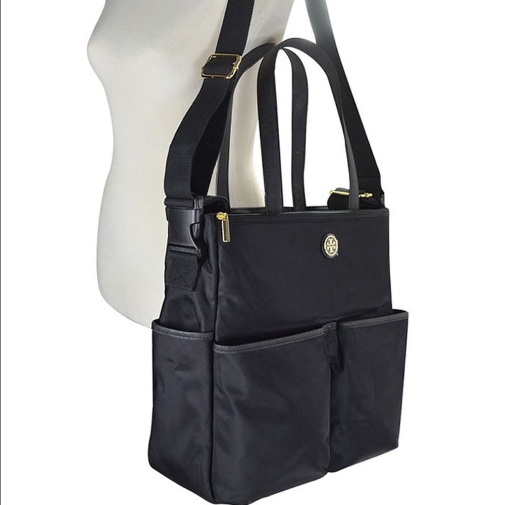 Large black tory burch tote/ diaper bag